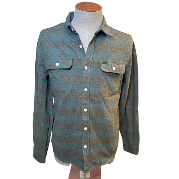 Brixton Men’s Bowery Flannel Long Sleeve Sz. M Ocean Weekend Comfort - Picture 1 of 12